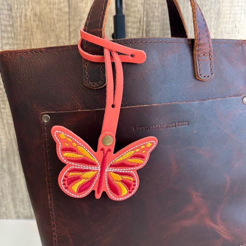 SHERBET Portland Leather Butterfly Charm FAST SHIP Monarca Tassel Orange
